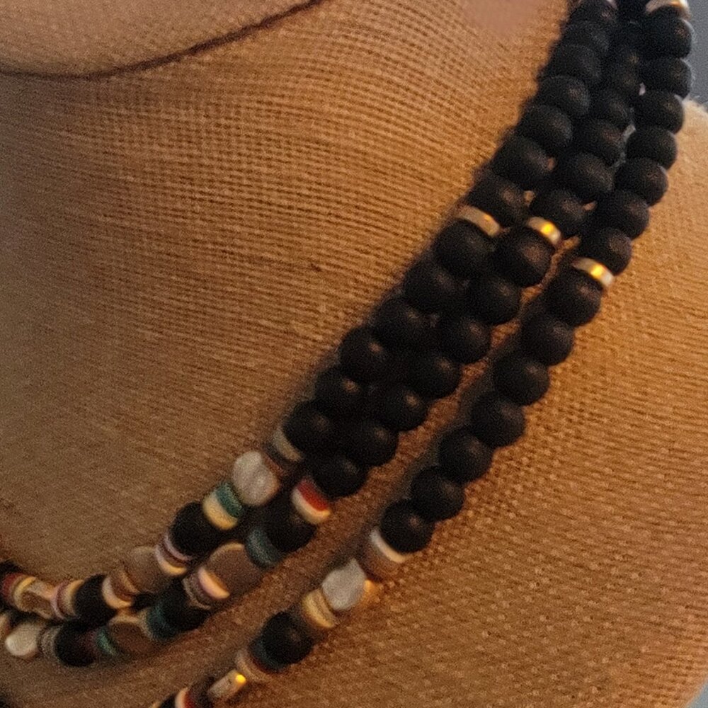 Meghan Browne Style Ethan Black 3 Strand Layered Beaded Necklace - Picture 5 of 9
